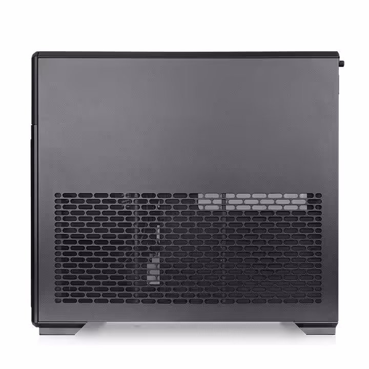 Thermaltake TR300 : mid-tower ATX avec PSU en façade et écran LCD optionnel 4 Vue extérieure latérale du boîtier Thermaltake TR300 avec grille de ventilation.