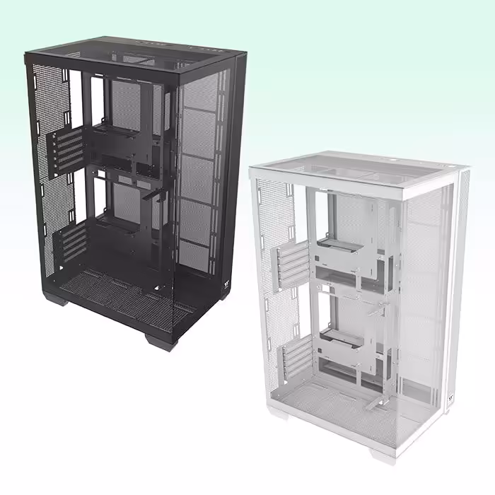 Boîtiers Thermaltake View Cross TG en noir et blanc, sans composants internes