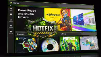 Interface NVIDIA APP avec mise en avant du hotfix pour Game Ready et Studio Drivers.