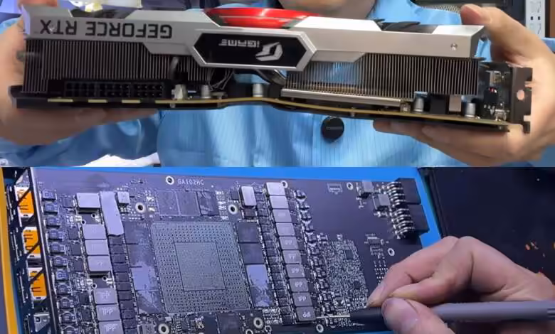 RTX 3080 Ti Colorful fracassée : PCB fendu, VRAM brûlée, mais un swap de GPU la remet en service 1 RTX 3080 Ti Colorful fracassée
