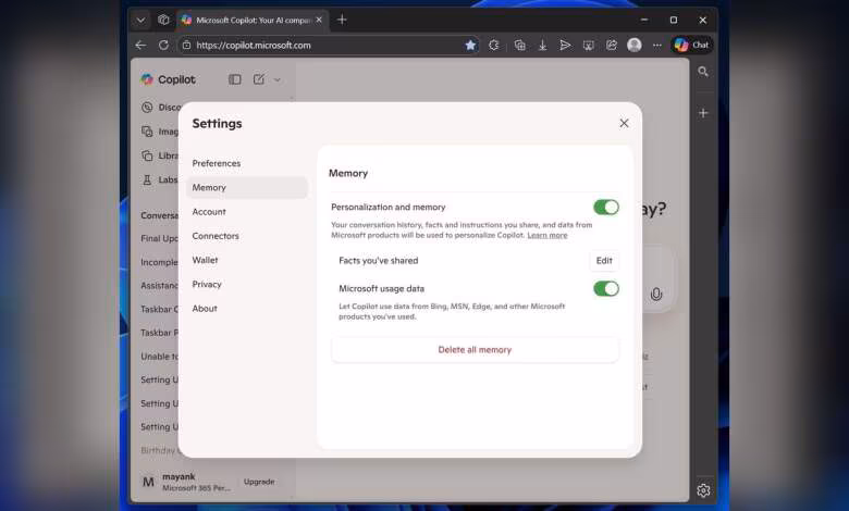 Copilot active par défaut la collecte Edge/Bing pour Memory : comment la couper 1 Copilot active par défaut la collecte Edge/Bing pour Memory : comment la couper