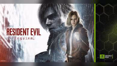 Affiche Resident Evil: Requiem avec deux personnages principaux, GeForce NOW