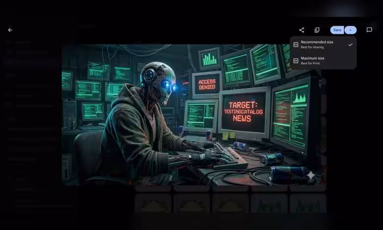 Gemini teste l’import de chats IA et des images 4K : migration et confidentialité 1 Personnage robotique travaillant dans un environnement numérique high-tech avec écrans.