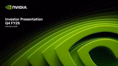 Présentation des investisseurs NVIDIA pour le Q4 FY26, février 2026, logo vert distinct.