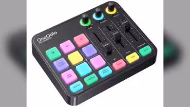 Interface OneOdio solocaster avec boutons colorés et commandes audio visibles