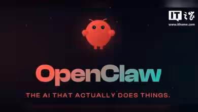Logo et slogan d'OpenClaw sur fond noir.