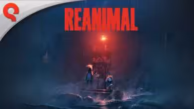 Illustration avec phare et texte "REANIMAL" en rouge, atmosphère sombre et lugubre