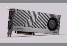 Carte graphique Tenstorrent Blackhole p150a design monochrome fond gris clair contrasté
