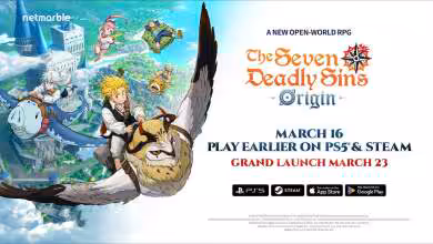 Affiche de The Seven Deadly Sins: Origin avec personnages et date de lancement sur PS5 et Steam