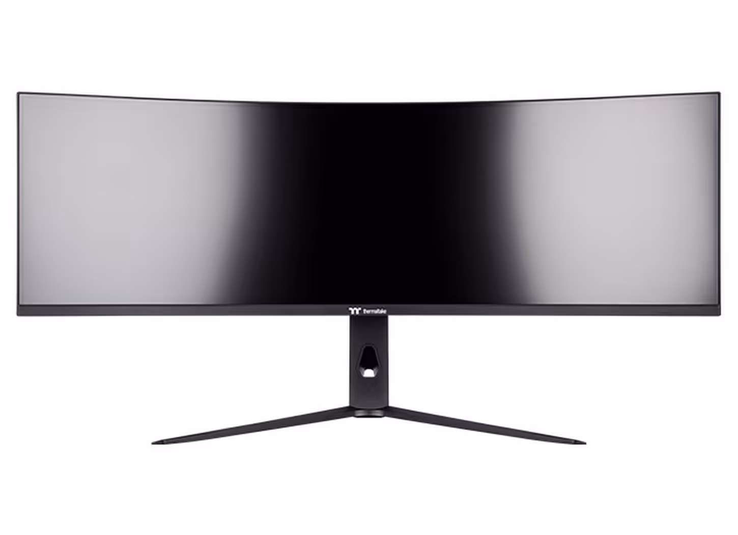 Moniteur ultra-large courbé Thermaltake, fond blanc éclatant, vue de face