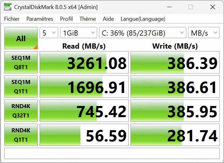 Thermaltake View 600 TG résultat test SSD