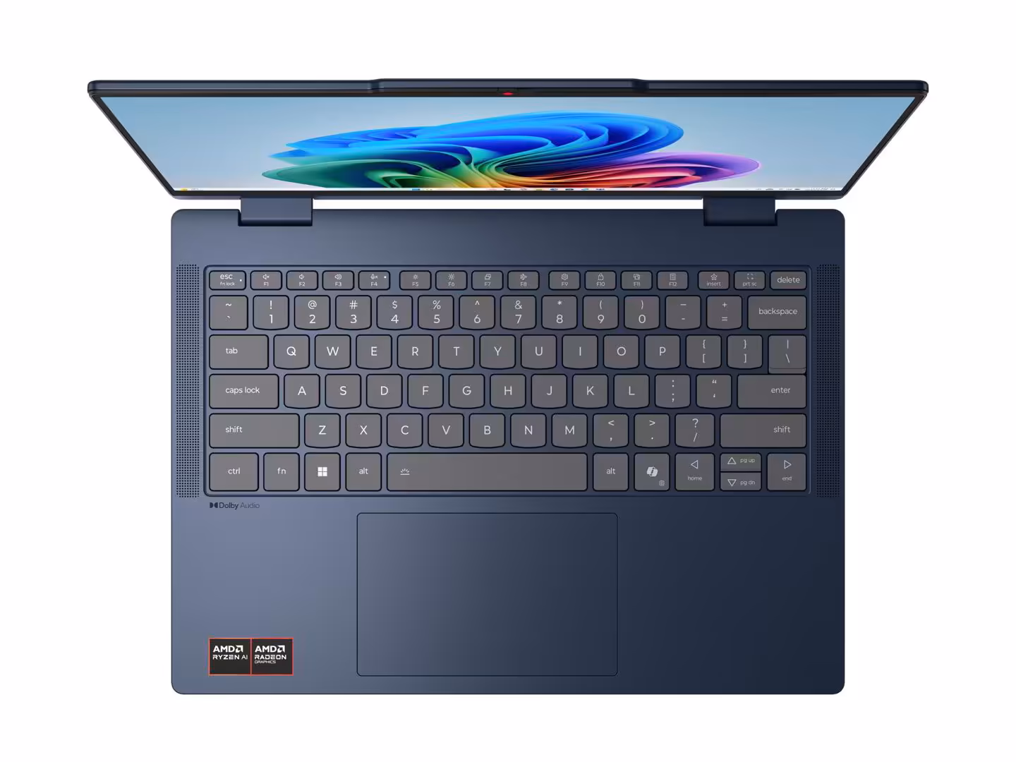 Clavier et écran du Lenovo IdeaPad 5i, vu de dessus