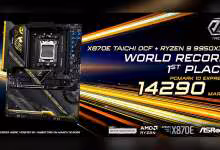 Carte mère ASRock X870E Taichi OCF avec processeur AMD Ryzen et record PCMark 10 Express