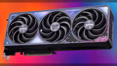 Carte graphique RTX 5070 Ti iGame Ultra fond coloré, vives avec fort contraste