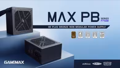 Image promotionnelle du bloc d'alimentation GAMEMAX MAX PB-Series 80 Plus Bronze.