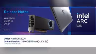 Capture des notes de version Intel Arc Pro 32.0.101.8515 WHQL pour graphiques workstation