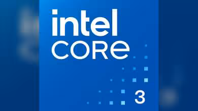 Logo Intel Core Ultra 3 sur fond bleu