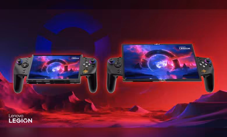 Lenovo Legion Go Fold Concept : écran POLED pliant 11,6" et Intel Core Ultra 7 258V 1 Lenovo Legion Go double écran affichant design futuriste, contraste élevé, fond cosmique