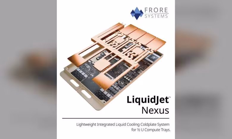 LiquidJet Nexus : Frore intègre le refroidissement liquide pour doper les 1/2 U AI 1 Système de refroidissement Frore LiquidJet Nexus pour cartes mères, design cuivré, intégré pour U Compute Trays.