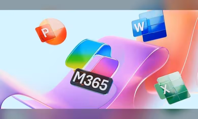 Microsoft 365 Copilot : arrêt de l’installation automatique sur Windows 11 après le backlash 1 Logos Microsoft 365, PowerPoint, Word, Excel sur fond coloré.