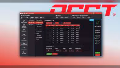 Capture écran OCCT v16 interface utilisateur fond rouge et noir contrasté
