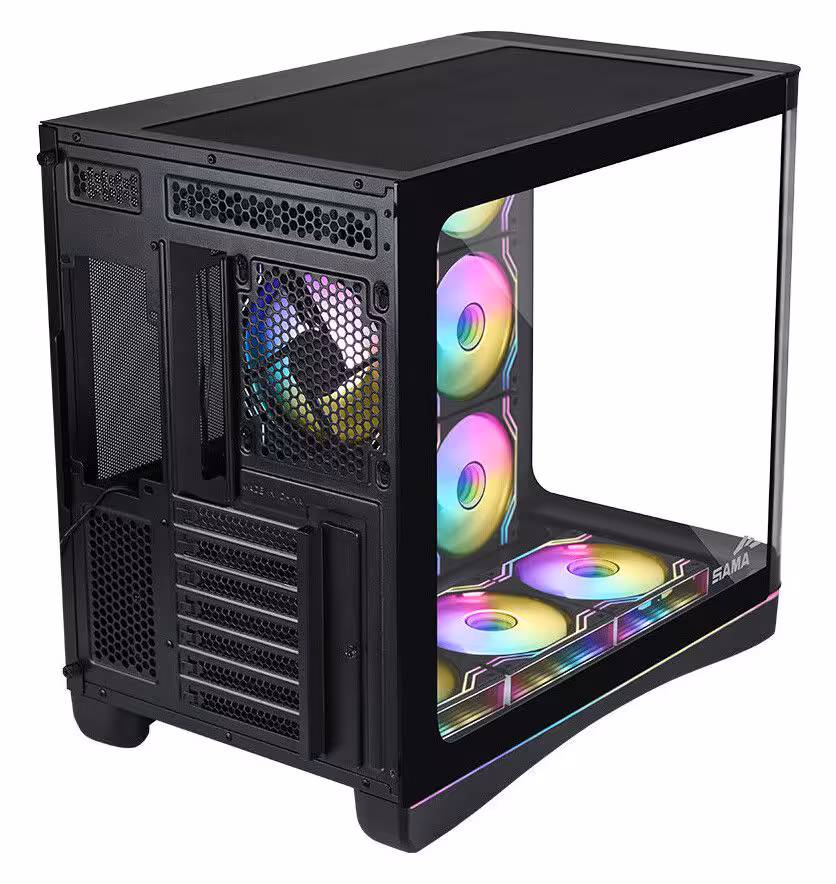 Boîtier SAMA V62 noir avec panneau latéral en verre et ventilateurs RGB