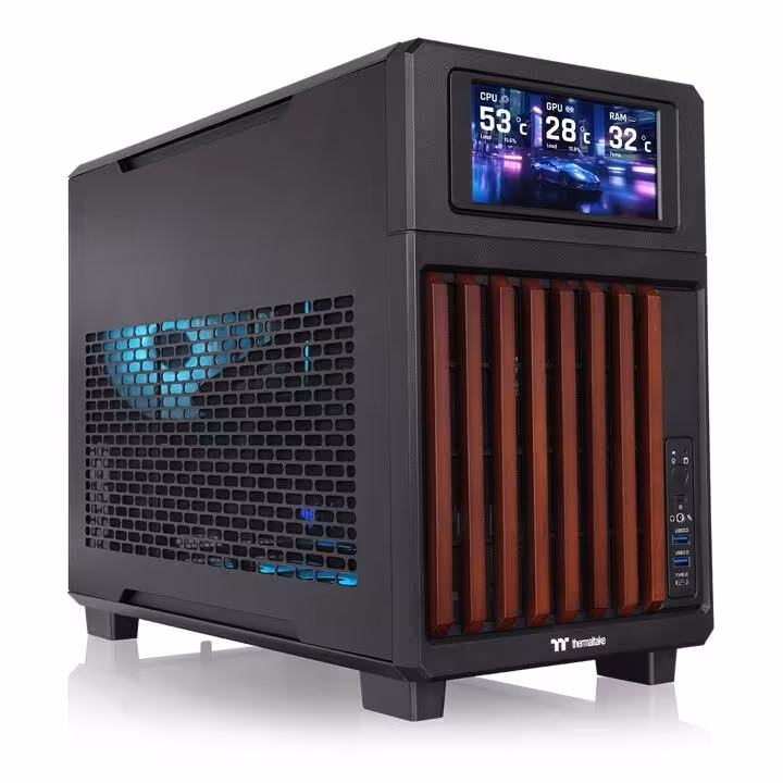 Châssis Thermaltake TR200 WS noir avec panneaux à lamelles rouges