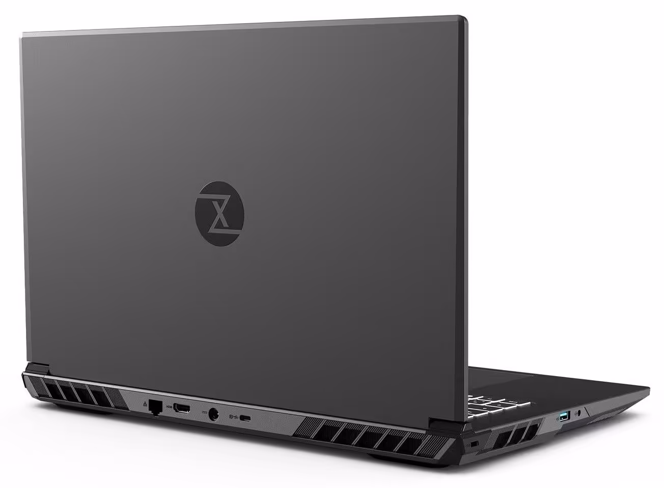Tuxedo Gemini 17 AMD : Ryzen 9 9955HX, RTX 5060 et QHD 240 Hz dans un 17,3” Linux 4 Vue arrière latérale du Tuxedo Gemini 17, ports visibles