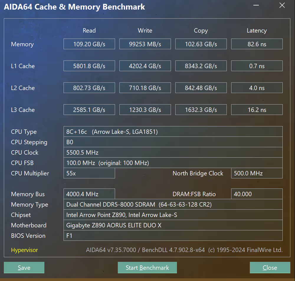 Z890 AORUS ELITE DUO X : 256 Go en deux slots grâce au CQ-DIMM (CUDIMM 4-rank) 4 GIGABYTE Z890 AORUS ELITE DUO X cq dimm 256 go aida 64