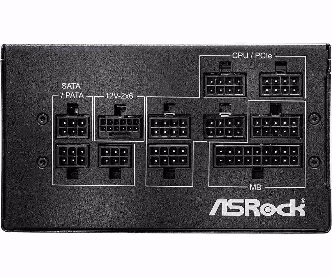 Connecteurs de la face arrière de l'alimentation ASRock avec ports CPU/PCIe