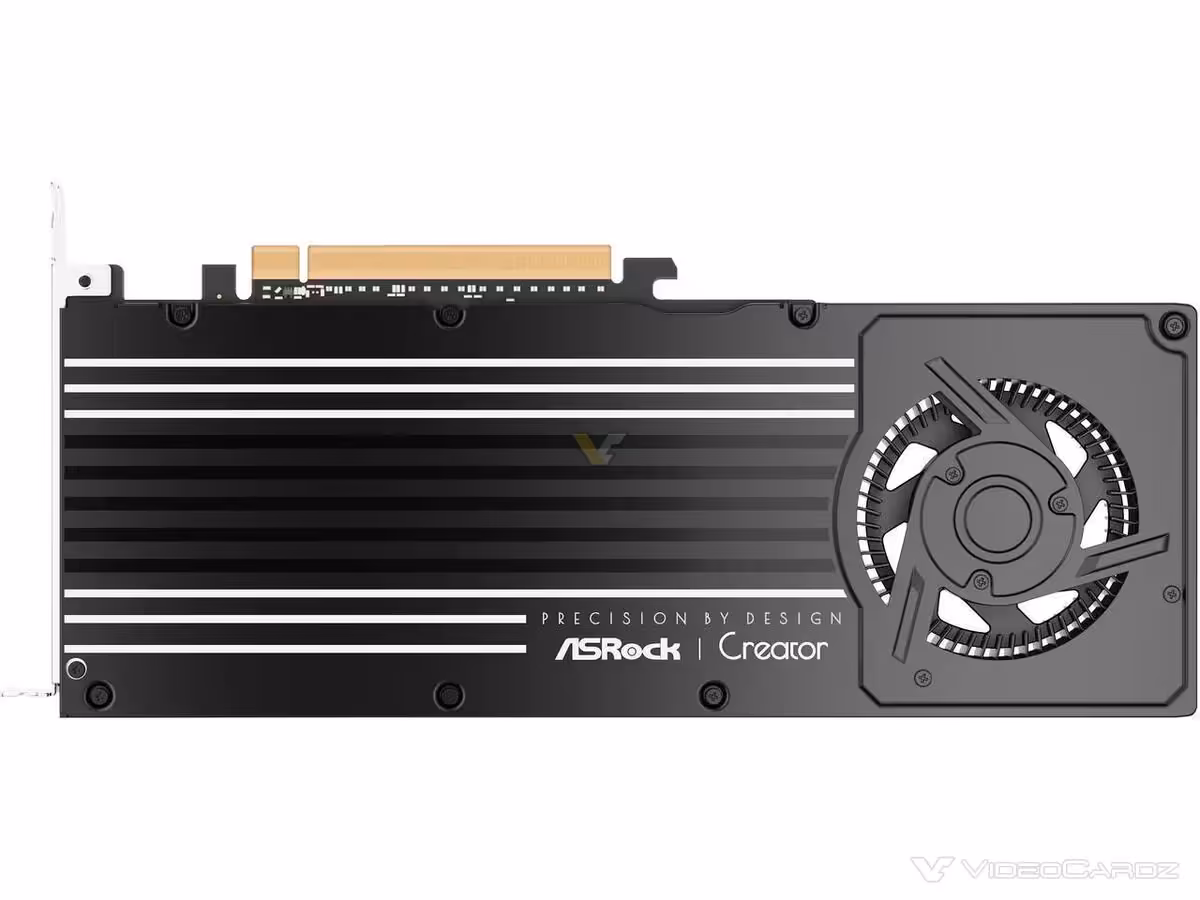 Dos carte graphique ASRock Creator design noir et blanc avec ventilateur