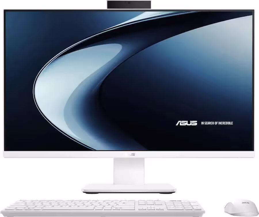 ASUS AiO V400 avec webcam intégrée et clavier blanc