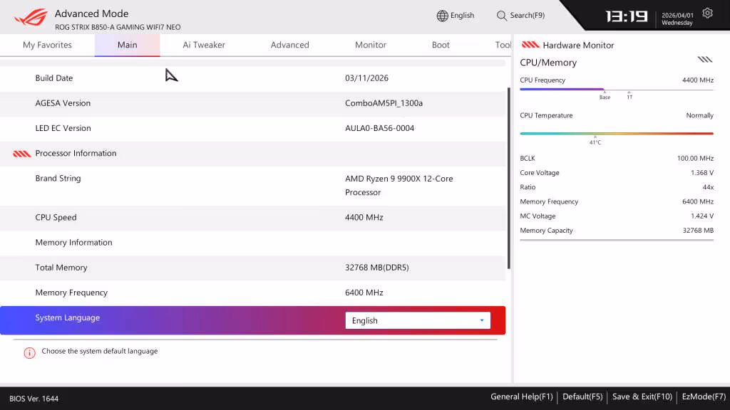 b850 A gaming wifi 7 neo bios mode avancé
