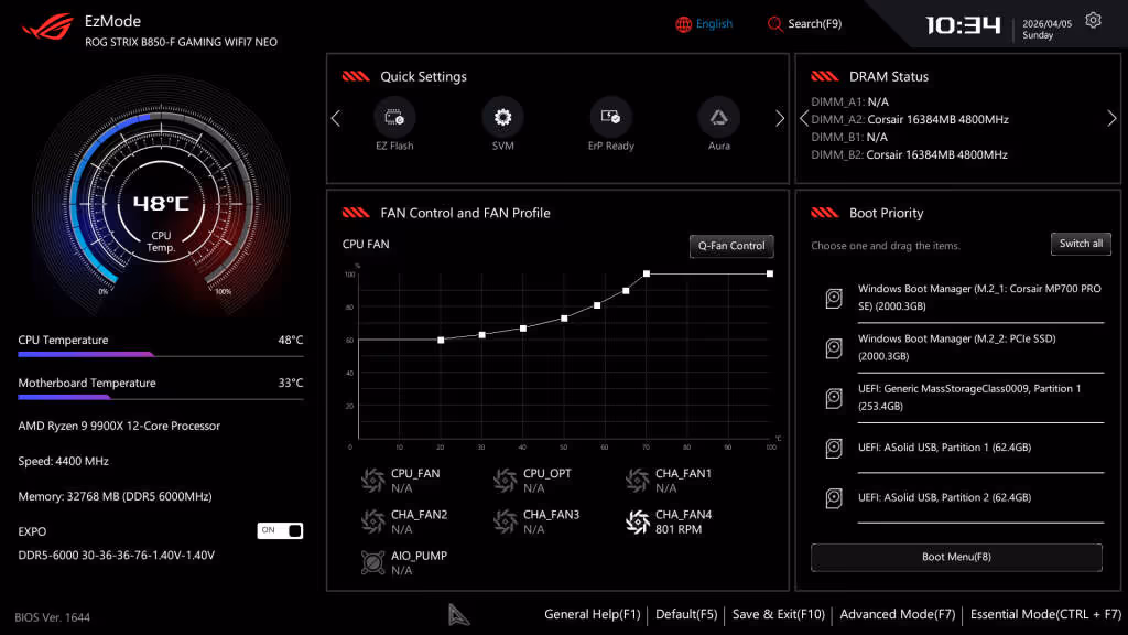 bios rog strix b850 f gaming wifi7 neo EZMode