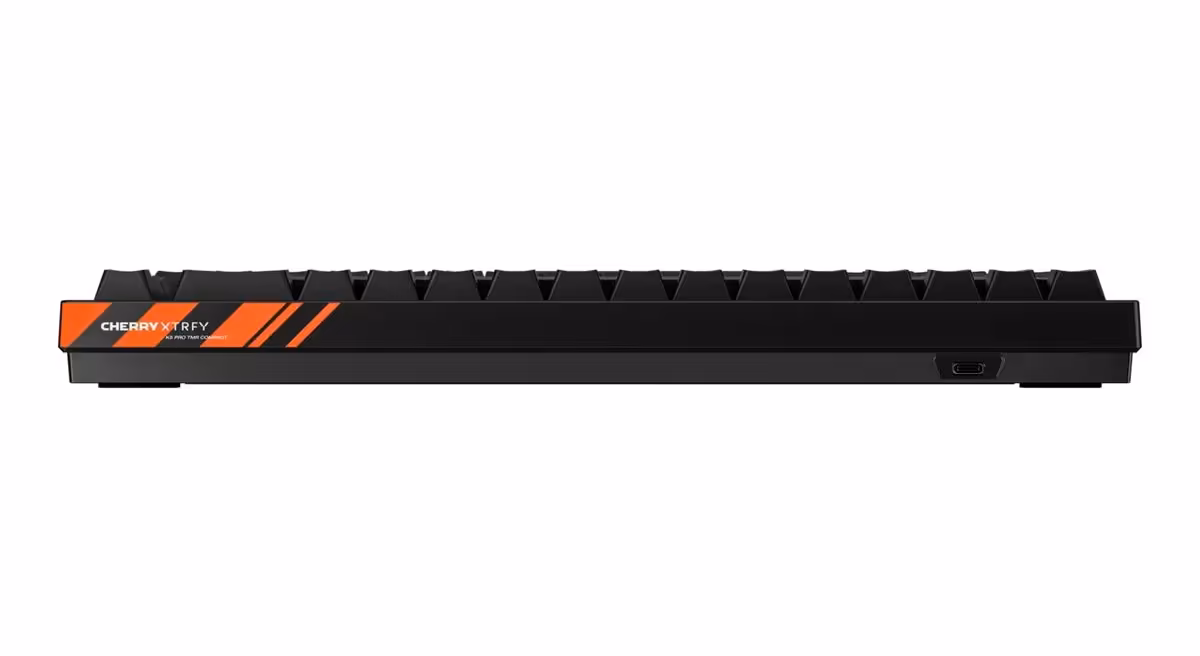 Clavier Cherry Xtrfy K5 Pro TMR Compact : 8000 Hz et TMR pour une saisie ultra-précise 7 Vue arrière du clavier Cherry Xtrfy K5 Pro montrant le logo.