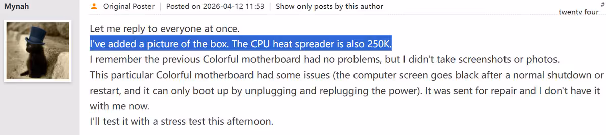 Capture forum texte discussion ajout image dissipateur CPU