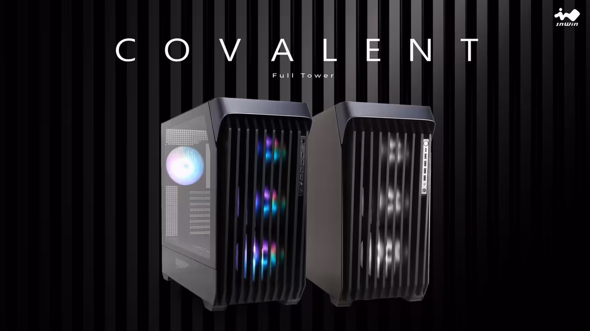 Deux boîtiers InWin COVALENT avec éclairage RGB en façade.
