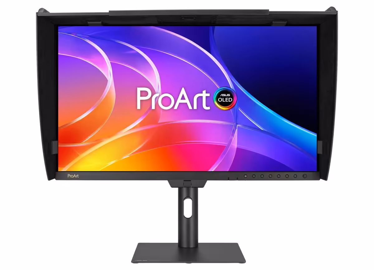 Écran ASUS ProArt PA32USD avant mise en valeur de l'affichage vif.