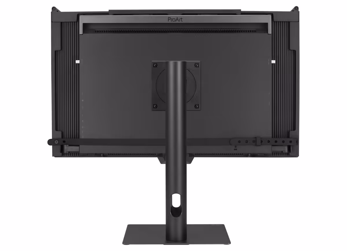 Vue arrière ASUS ProArt PA32USD montrant support robuste.