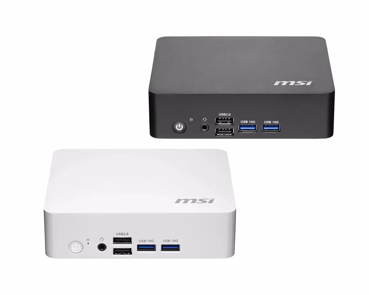 Première face du MSI Cubi NUC TWG avec ports USB et audio.
