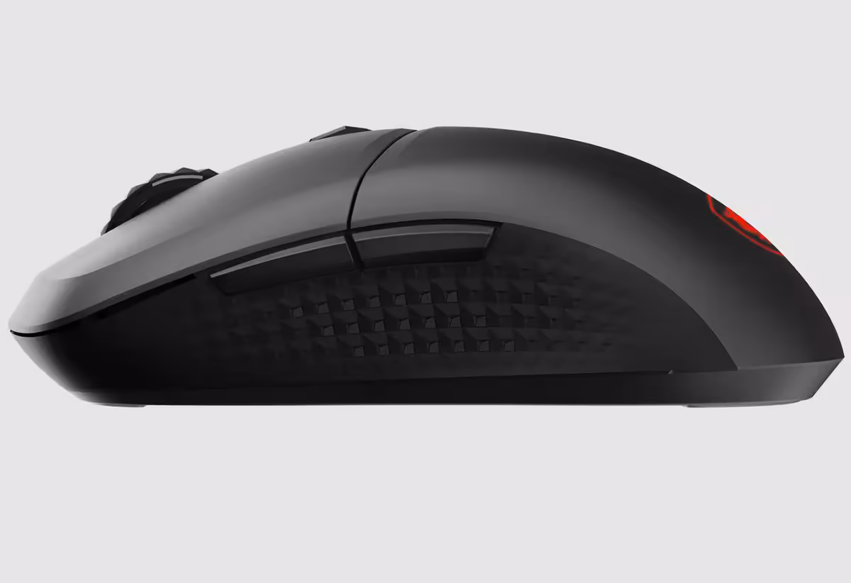 Vue latérale de la souris MSI VERSA 300 WIRELESS 8K noire.