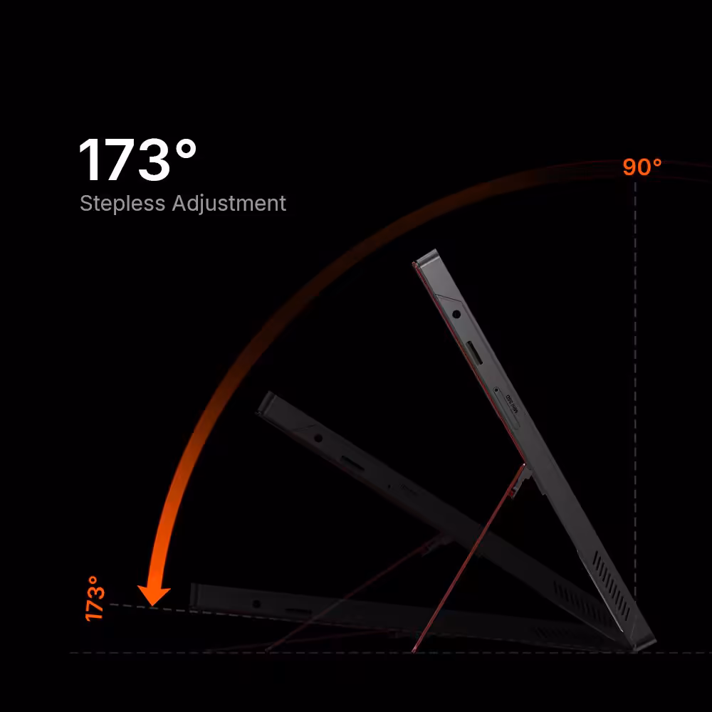 ONEXPLAYER Super V arrive à 1 899 $, avec Panther Lake face au ROG Flow Z13 7 Illustration ajustement écran ONEXPLAYER, fond noir avec flèches rouges.