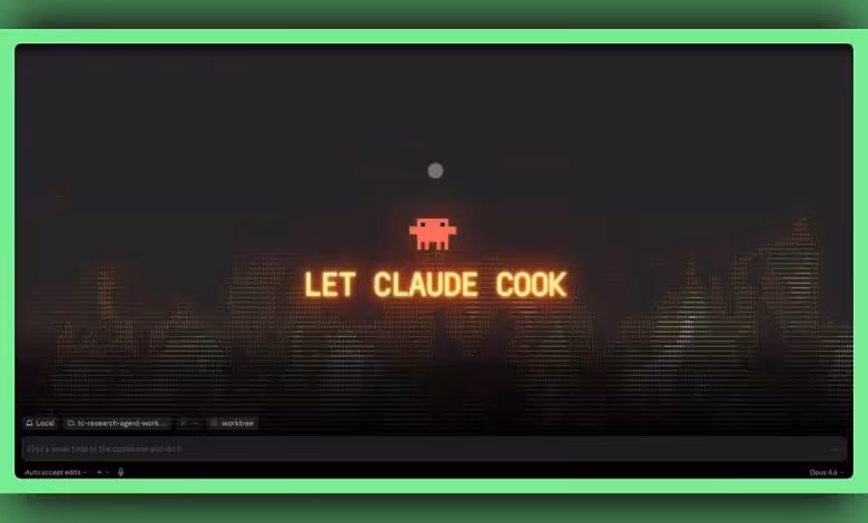 Anthropic Conway : agents résidents 24/7 avec plugins et webhooks intégrés 1 Écran "Let Claude Cook" avec un design rétro pixelisé sur fond vert.