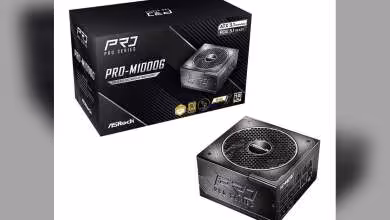 Emballage et produit ASRock PRO-M1000G avec logos ATX 3.1 et PCIe 5.1
