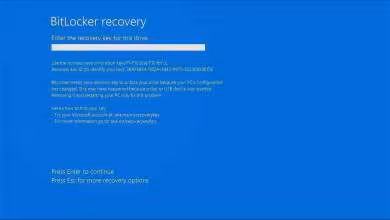 Écran de récupération BitLocker sur Windows 11 demandant la clé de récupération pour le déverrouillage.