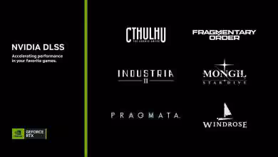 Image promotionnelle NVIDIA DLSS avec logos des jeux PRAGMATA, Cthulhu, Windrose et autres.