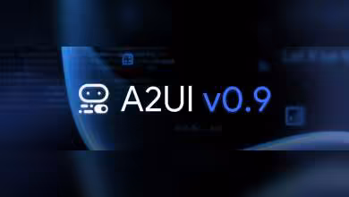 Logo et version A2UI v0.9 sur fond sombre