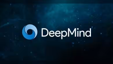 Logo de DeepMind sur fond d'univers étoilé.
