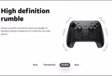 Photo Steam Controller avec effets vibrants, fond blanc neutre