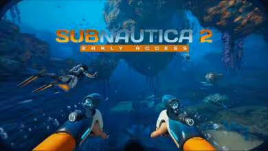Écran de jeu sous-marin de Subnautica 2 avec interface utilisateur en vue plongeante.